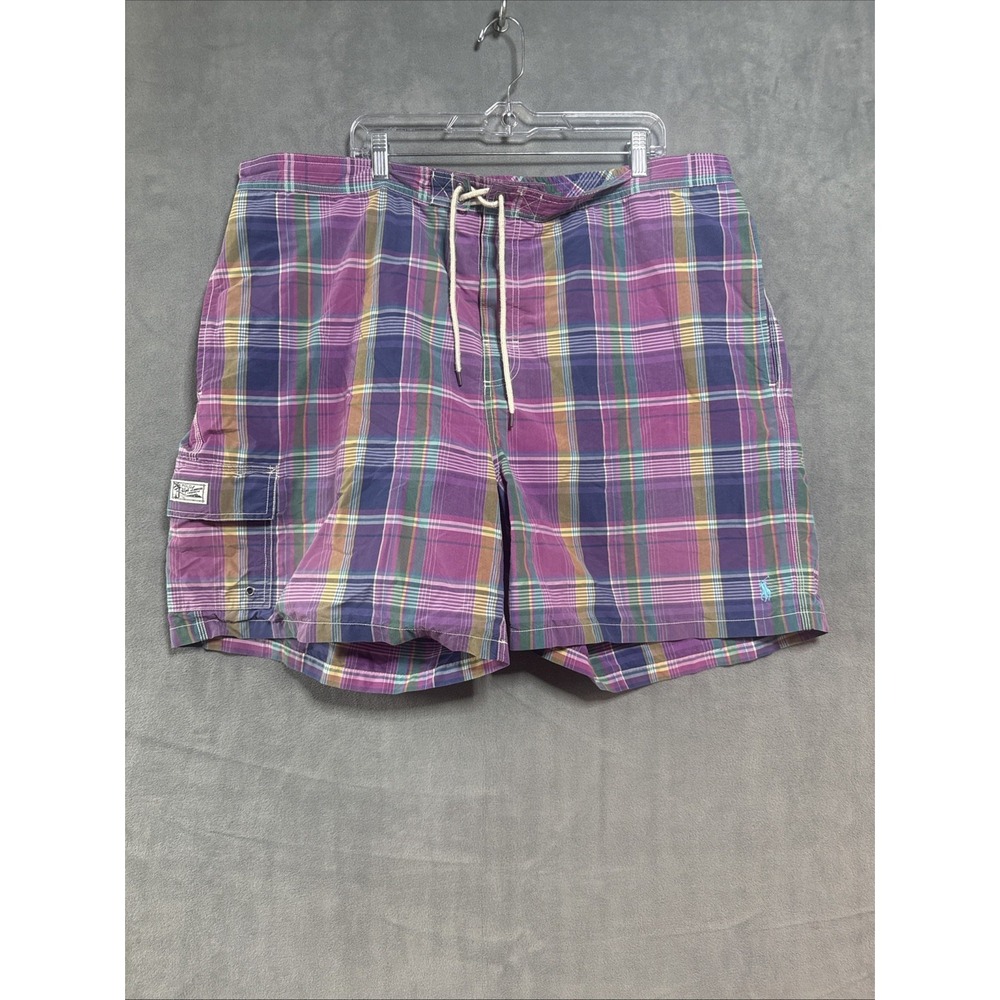Polo Ralph Lauren Plaid Swim Trunks 3XB Plus Size Preppy Vintage Beach Pool